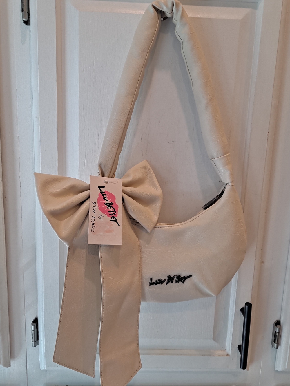 Luv Betsey LB Kaya Cream Bow Crescent Hobo Shoulder Bag by Betsey Johnson